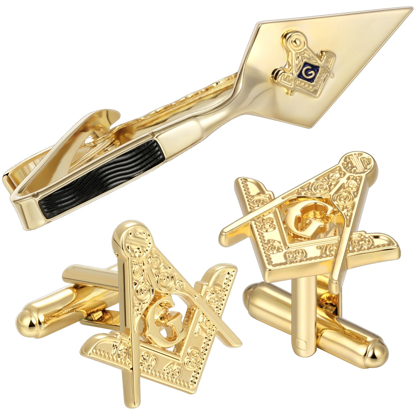 Freemason Masonic Tie Clip or Cufflinks for Men, Gift Box Packed, Men's tie clip Jewelry or Accessories, Masonic Gifts for Men