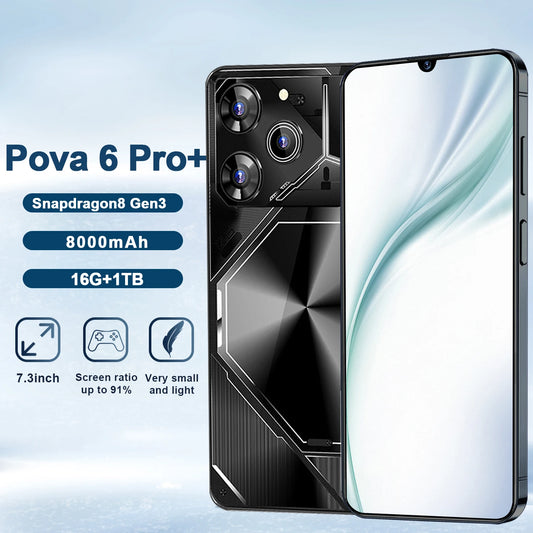 Smartphone Pova 6 Pro unlocked HD Screen maximum memory 22GB+2TB 5G Dual Sim Celulares Android14 Unlocked 8000mAh Cell celular