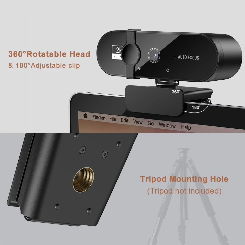 4K Webcam 1080P Mini Camera 2K Full HD Webcam with Microphone 30fps USB Web Cam for Auto Focus PC Laptop Video Shooting Camera