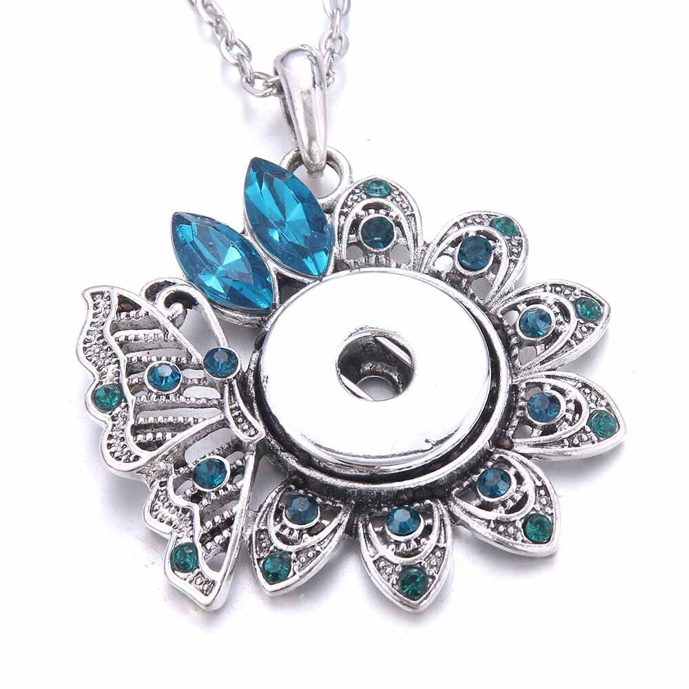 Round Snap Jewelry Vintage Metal Snap Button Necklaces, 18mm Snap Pendant Necklace