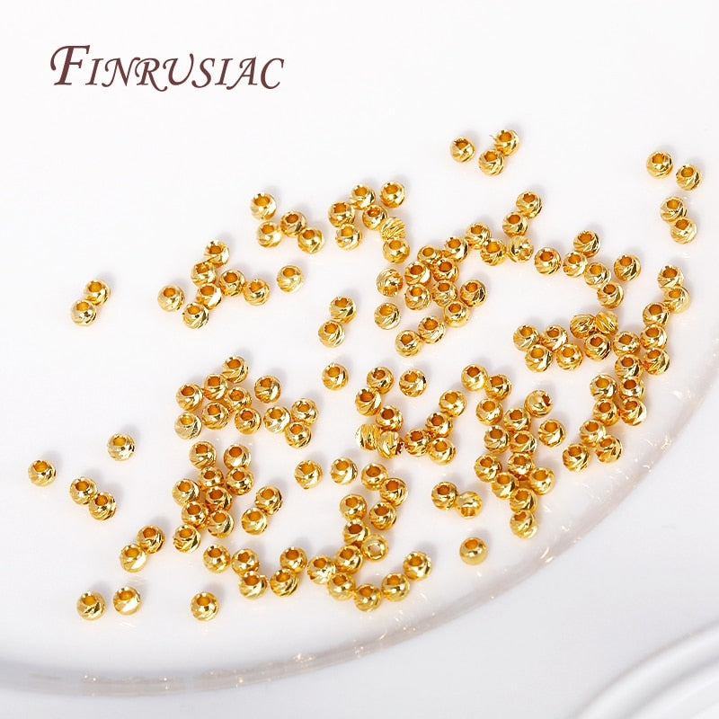 2.5/3/4/5/6MM 18K Gold Plated Round Spacer Beads, Cut Pattern Separators Beads, For Jewelry Making, Supplies DIY Findings