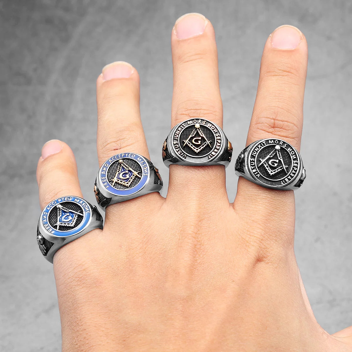 Stainless Steel Men Rings Masonic Freemasonry Jewelry Gift Wholesale