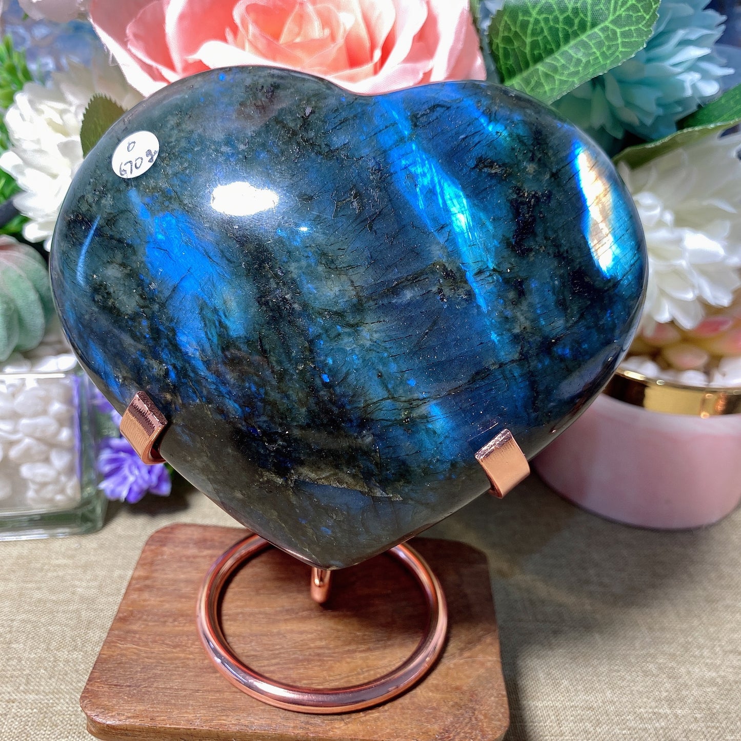 670g Natural Labradorite  Free Form Crystal Quartz Egg,  Sea Stone Mineral, Madagascar, Healing Palm Ornament