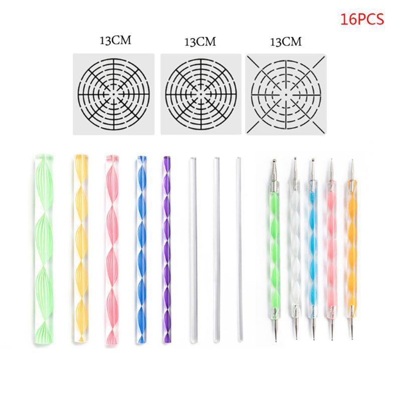 16-pc set Mandala Dotting Tool  Kit, for Painting Rocks, Stones, Pottery, Acrylic Rods, Sculpture, Stencils