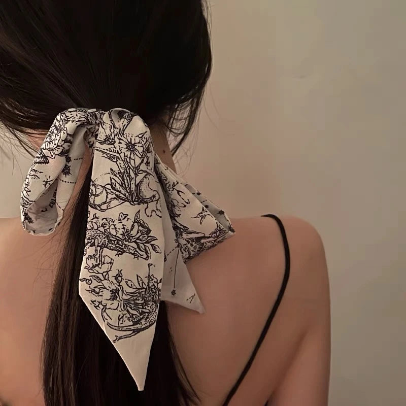 Fashion Skinny Scarf Women Luxury Brand, Twill Printing. Tie Bag Handle Ribbon Hair Or Pendant