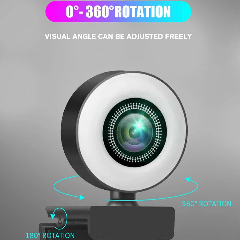 4K 2K 1080P WithLight Portable Full HD Webcam PC Laptop Auto Focus Webcam Live Streaming Flexible with Microphone Live Broadcast