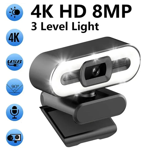 Portable Full HD 1080P 2K 4K Webcam PC Laptop Auto Focus Webcam Live Streaming Flexible with Microphone Live Broadcast with Light