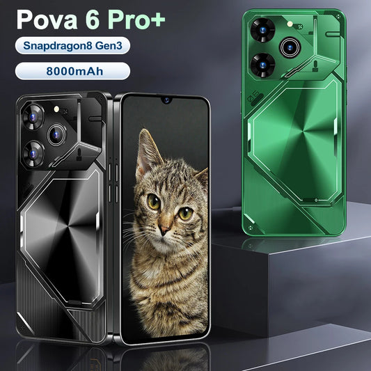 Smartphone Pova 6 Pro unlocked HD Screen maximum memory 22GB+2TB 5G Dual Sim Cellular Android14 Unlocked 8000mAh Cellular