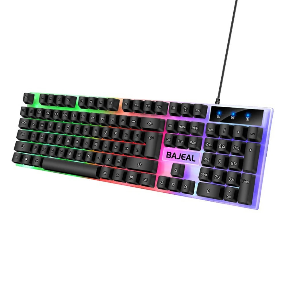 RGB Gaming Keyboard 98 Keys Mechanical Keyboard 1.5m Cable USB Wired Keyboard Seven Color Lights for Computer Laptop PC Gamer