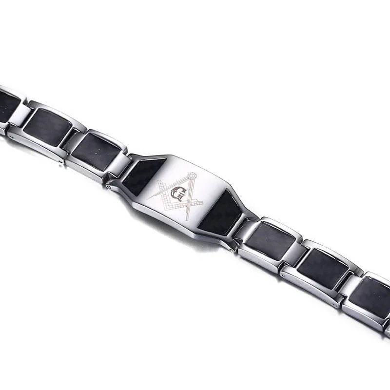 Black Magnetic Bracelet Men 316L Stainless Steel Hand Chain Masonic Bracelets Carbon Fiber