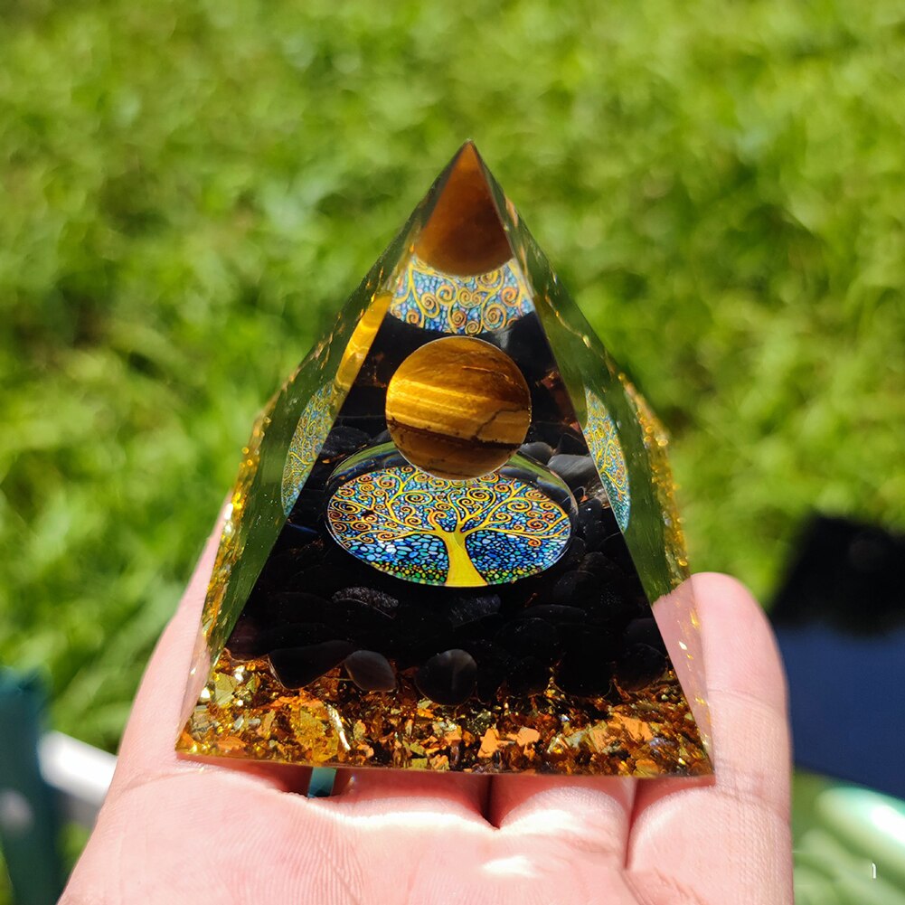 Energy Pyramid Orgonite, Reiki, Natural Amethyst Ball, Healing Crystals, Chakra Tool Ornaments, Pyramid