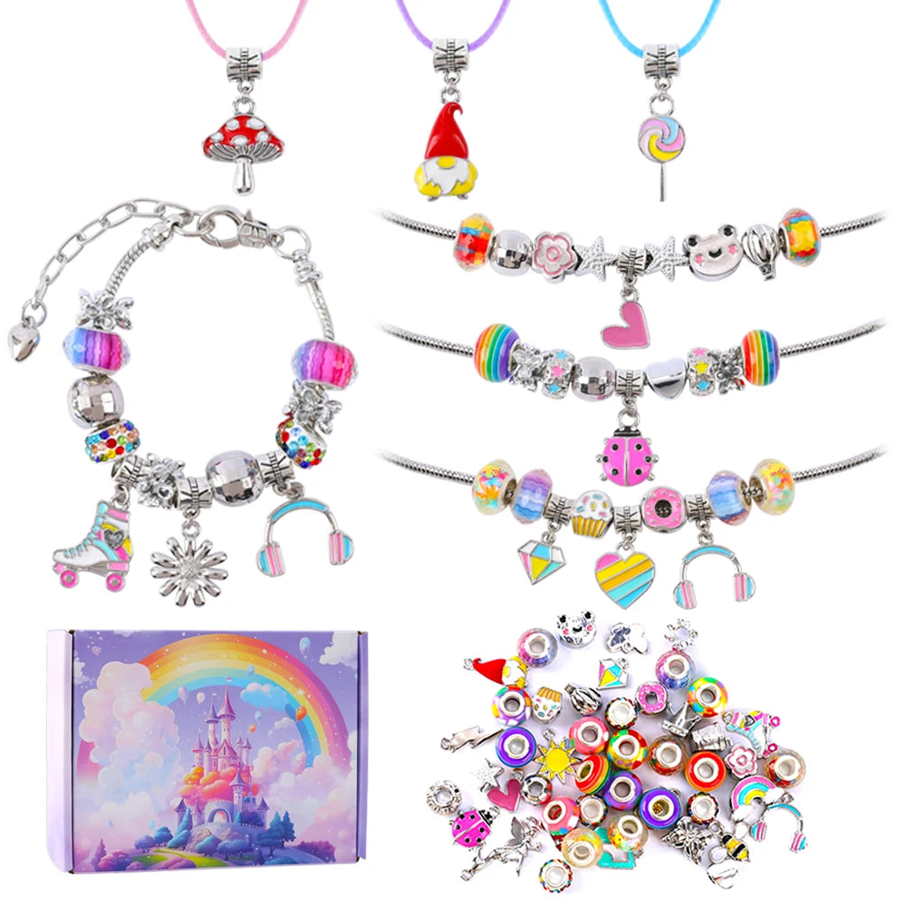 Makersland Diy Bracelet Kit for Kids,  DIY Necklace and Bracelet Kit, Jewelry Making Kit with Bracelets,  Necklaces and Beads
