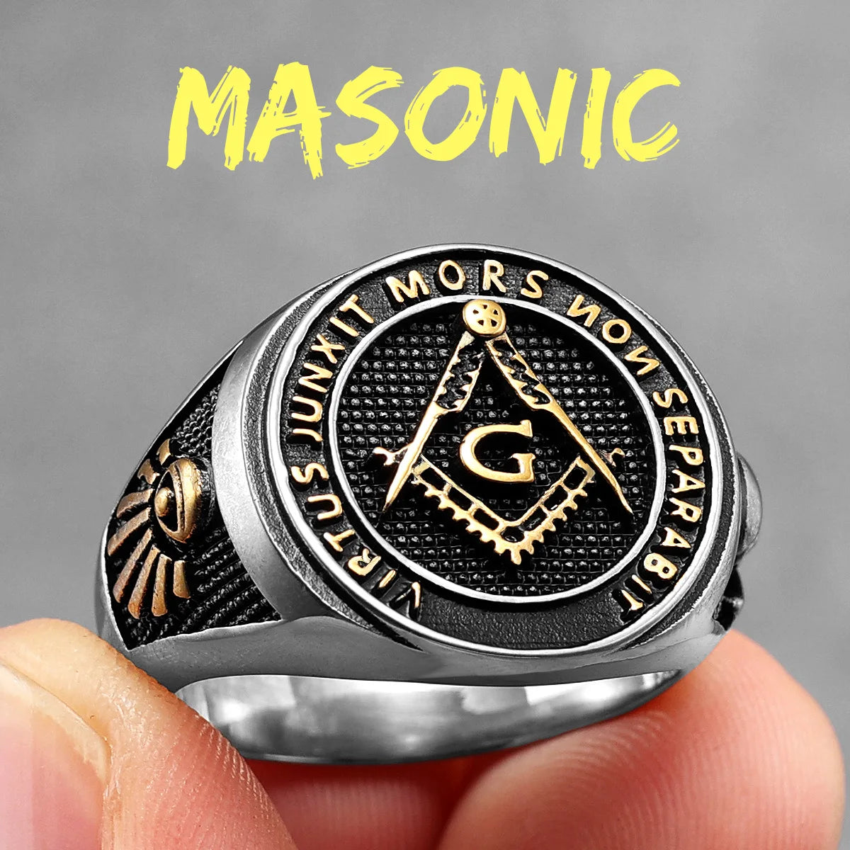 Stainless Steel Men Rings Masonic Freemasonry Jewelry Gift Wholesale