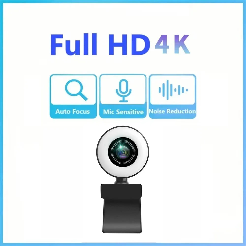 4K 2K 1080P WithLight Portable Full HD Webcam PC Laptop Auto Focus Webcam Live Streaming Flexible with Microphone Live Broadcast