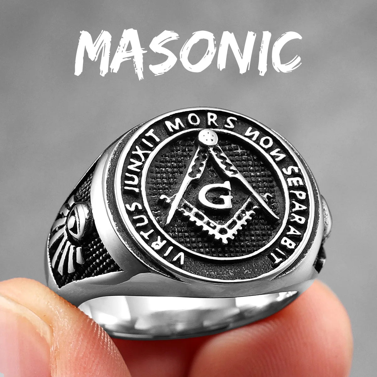 Stainless Steel Men Rings Masonic Freemasonry Jewelry Gift Wholesale