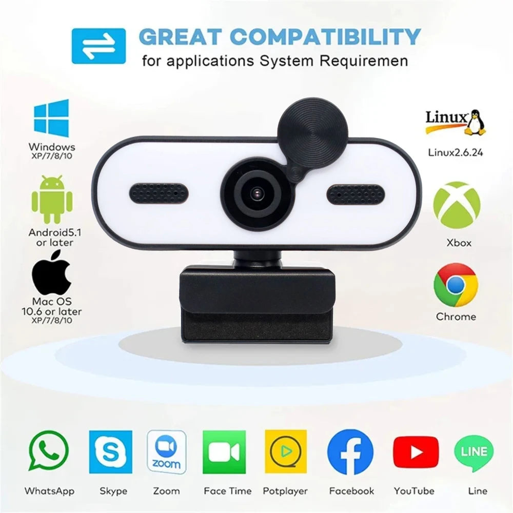 4K 2K Mini Webcam 1080P HD for PC Laptop Autofocus 30 FPS USB Webcam with Noise-Reducing Mic & Privacy Cover, Portable Web Camera