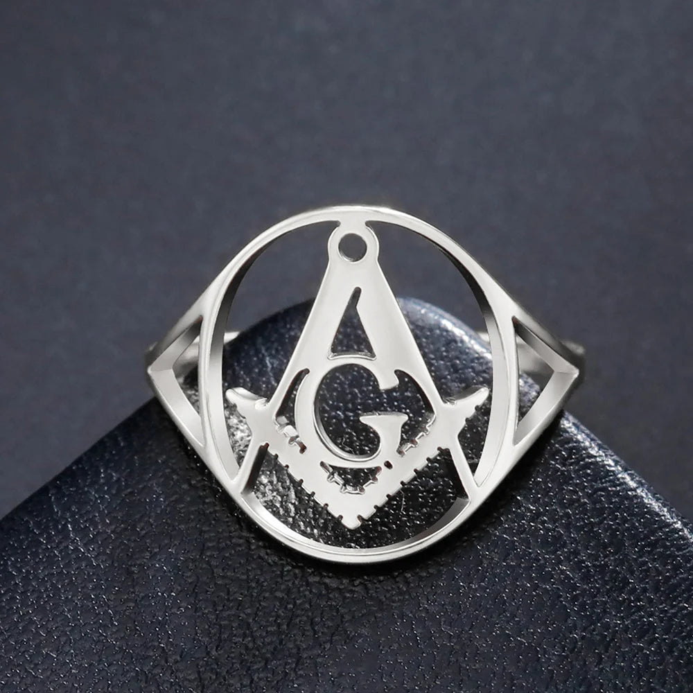 Dawapara Masonic Ring for Men, Mason Ring, Masonic Freemason Symbol Ring, Stainless Steel Jewelry