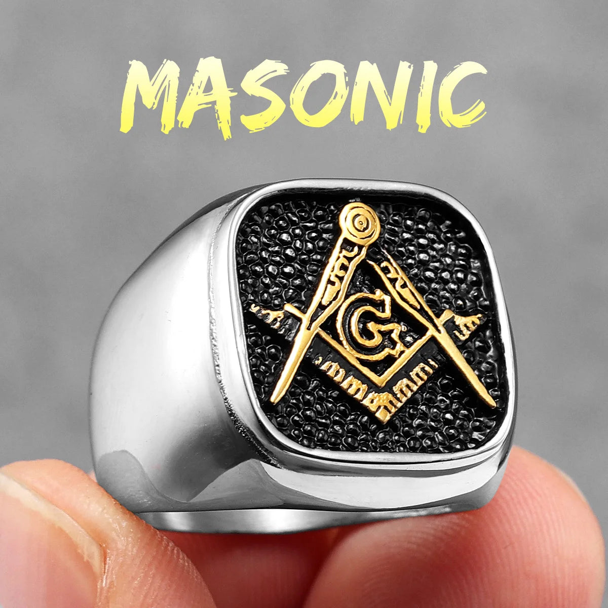 Stainless Steel Men Rings Masonic Freemasonry Jewelry Gift Wholesale