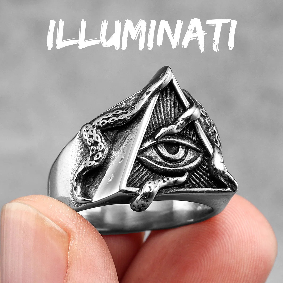 Freemason Illuminati Triangle Masonic Stainless Steel Mens Rings Jewelry Creativity Gift