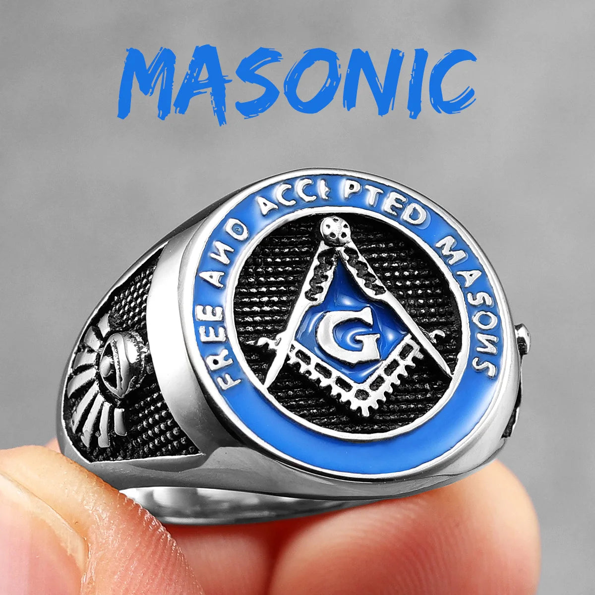 Stainless Steel Men Rings Masonic Freemasonry Jewelry Gift Wholesale