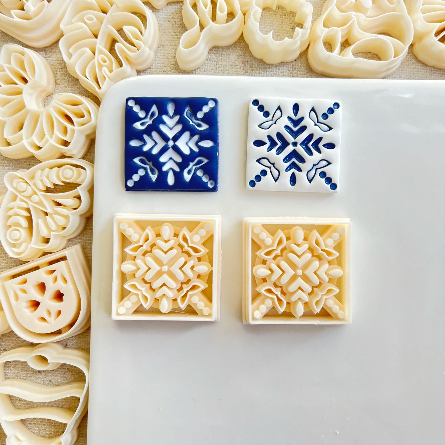 Intricately Patterned Flower Stamp Shaped Clay Molds, Tools For DIY Jewelry Handmade Artwork