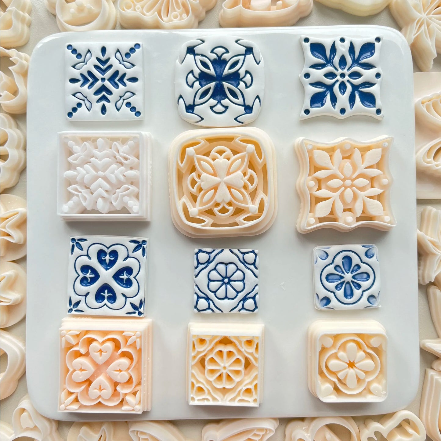 Intricately Patterned Flower Stamp Shaped Clay Molds, Tools For DIY Jewelry Handmade Artwork