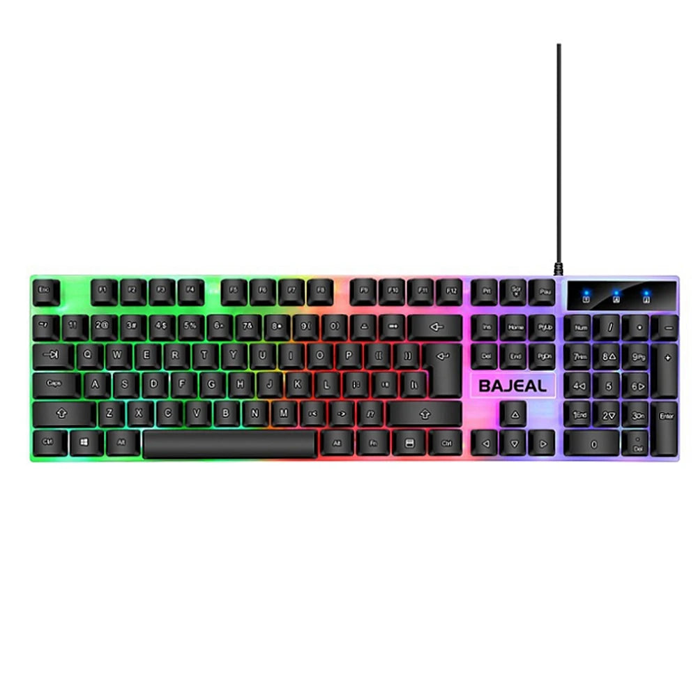 RGB Gaming Keyboard 98 Keys Mechanical Keyboard 1.5m Cable USB Wired Keyboard Seven Color Lights for Computer Laptop PC Gamer