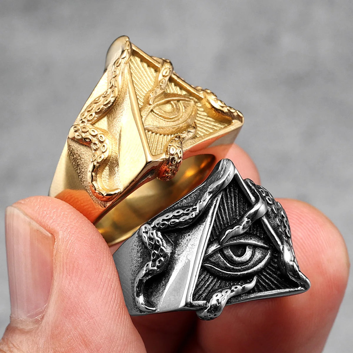 Freemason Illuminati Triangle Masonic Stainless Steel Mens Rings Jewelry Creativity Gift