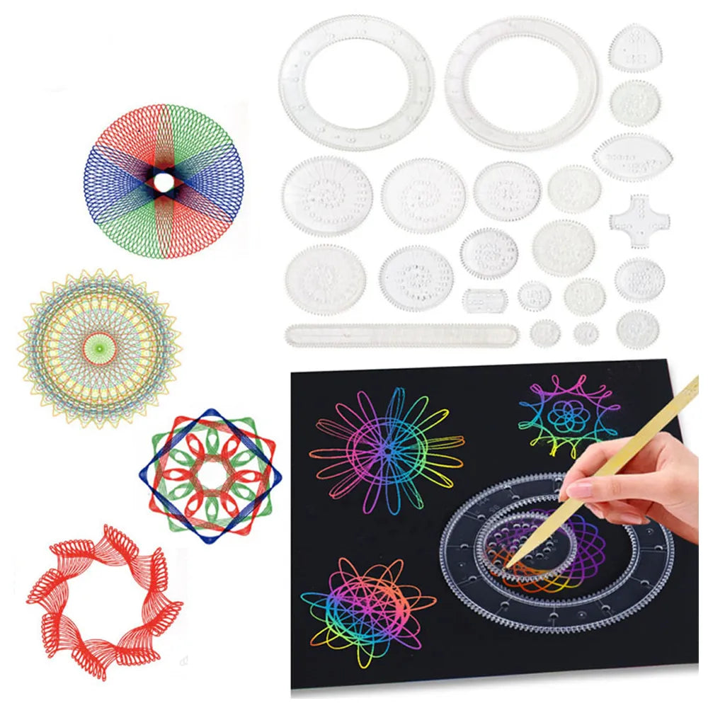 22pcs Spirograph Drawing Toys Set, Interlocking Gears & Wheels, Geometric Ruler Drawing Tools, Creative Educational Kids Toy