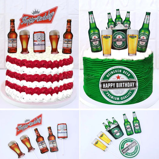 Beer Cake Topper Flags,  Cupcake Toppers