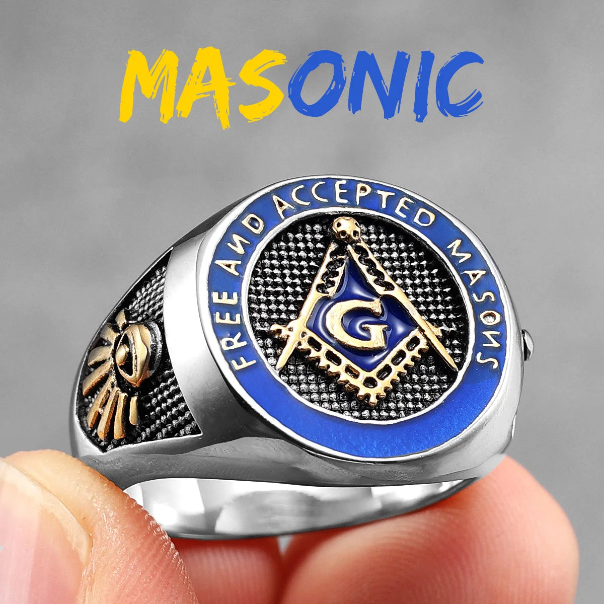 Stainless Steel Men Rings Masonic Freemasonry Jewelry Gift Wholesale