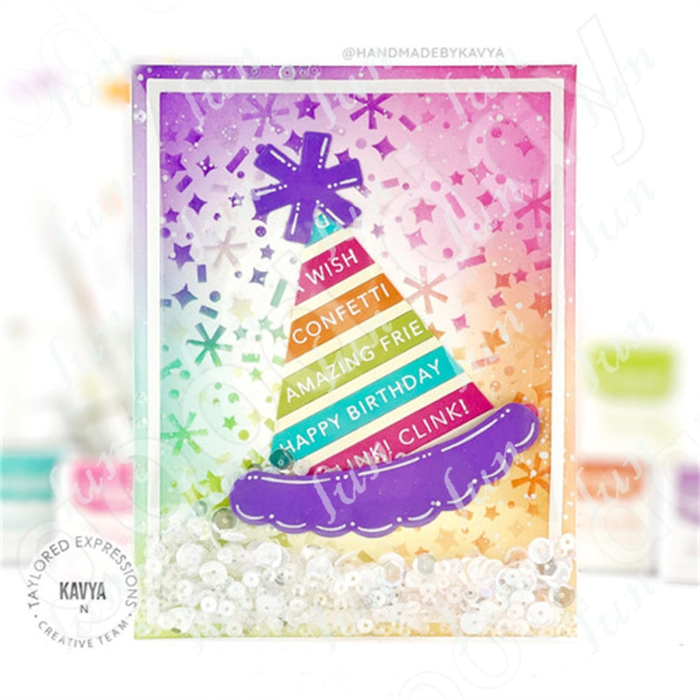 Happy Birthday Sentiment Stamps, Stencils and Dies, Celebrate Candles Die Cuts for Diy Scrapbooking Paper Crafts Template