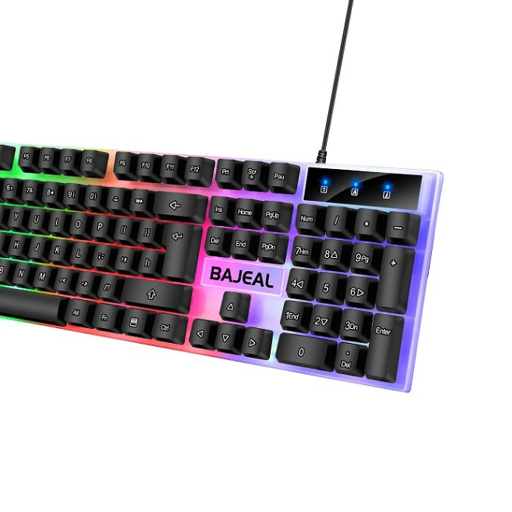 RGB Gaming Keyboard 98 Keys Mechanical Keyboard 1.5m Cable USB Wired Keyboard Seven Color Lights for Computer Laptop PC Gamer