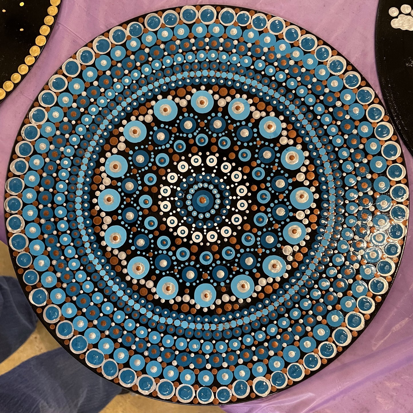 Mandala Art by Z, Teal and Bronze, Beautiful Decor