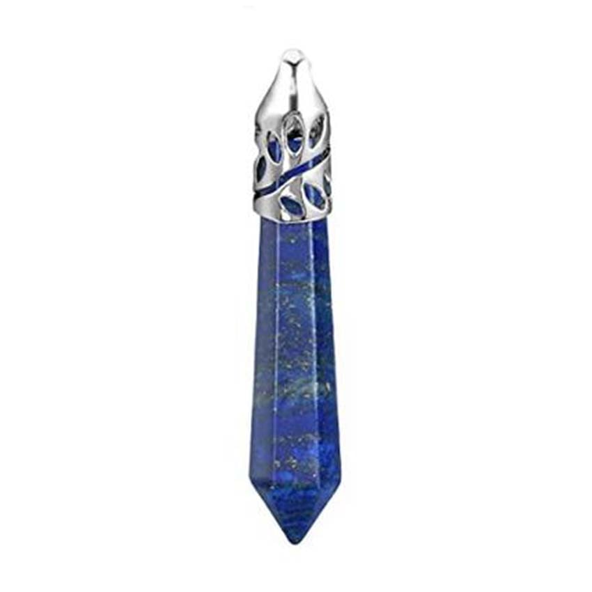 Natural Crystal Stone Healing Lapis Lazuli Rhodochrosite Amethysts Hexagon, Tree of Life, Reiki Stone Pendulum Pendant