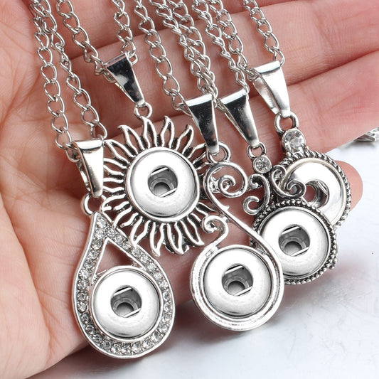 Snap Button Jewelry Mini 12mm Snap Pendant Necklaces Fit 12mm Snap Buttons Pendant Necklace For Women Gift