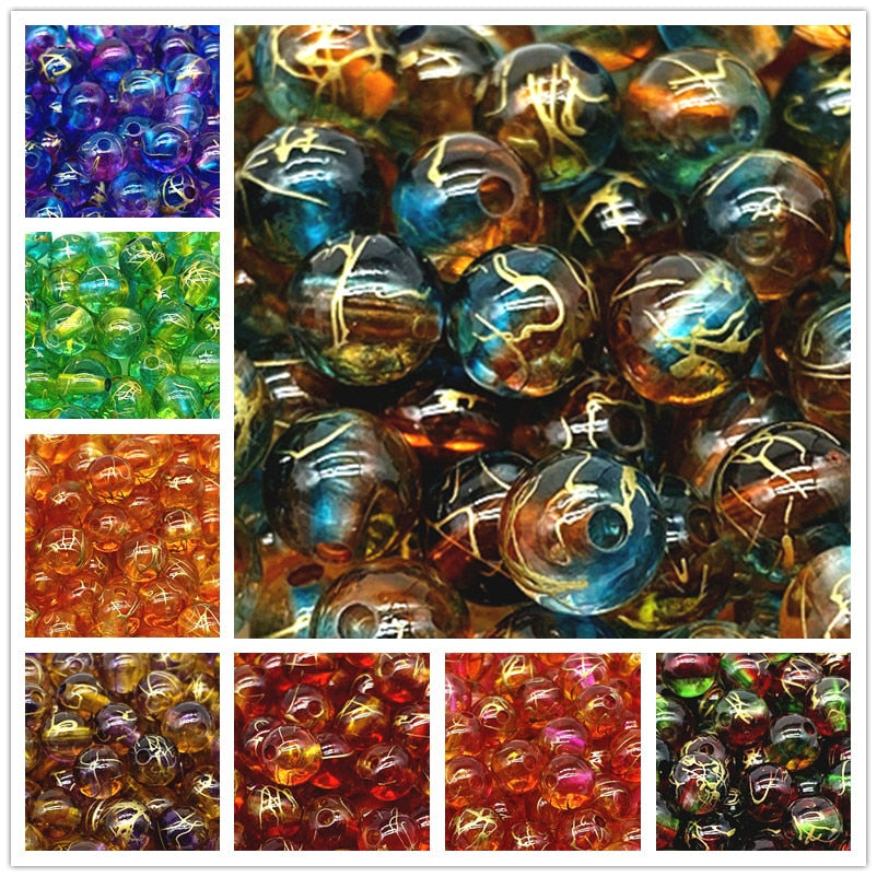 50pcs 8mm Double Color Acrylic Beads ,Spacer Beads For Jewelry Making, Handmade DIY