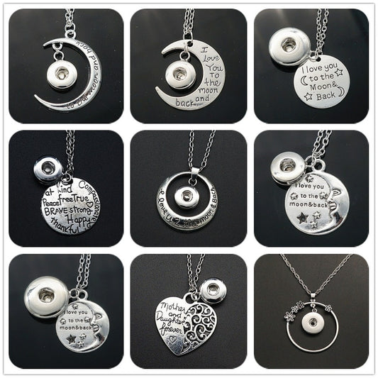 Simple "I love you to the moon and back" chain snap necklace.50cm. Choose 12mm or 18mm size for your snaps