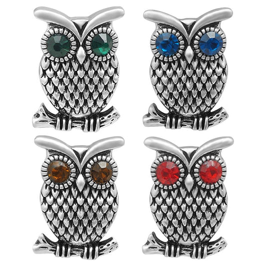 New Goddess Glass Lovely Owl 18MM Metal snap buttons  Fit all 18mm snap jewelry