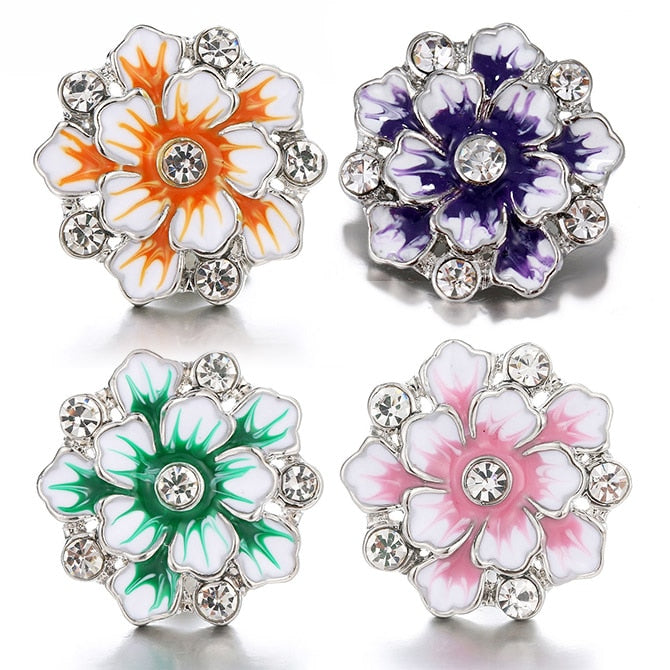 Goddess Glass Fashion Oil-Painted Flowers 20MM Metal snap buttons, fit all 18mm snap jewelry