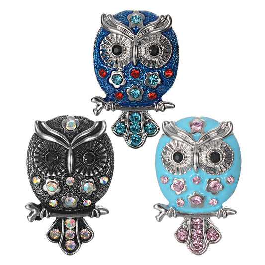 New Ginger Snap Jewelry Crystal Owl Snap Buttons Fit 18mm Snap Button Charms Bracelets DIY Jewelry