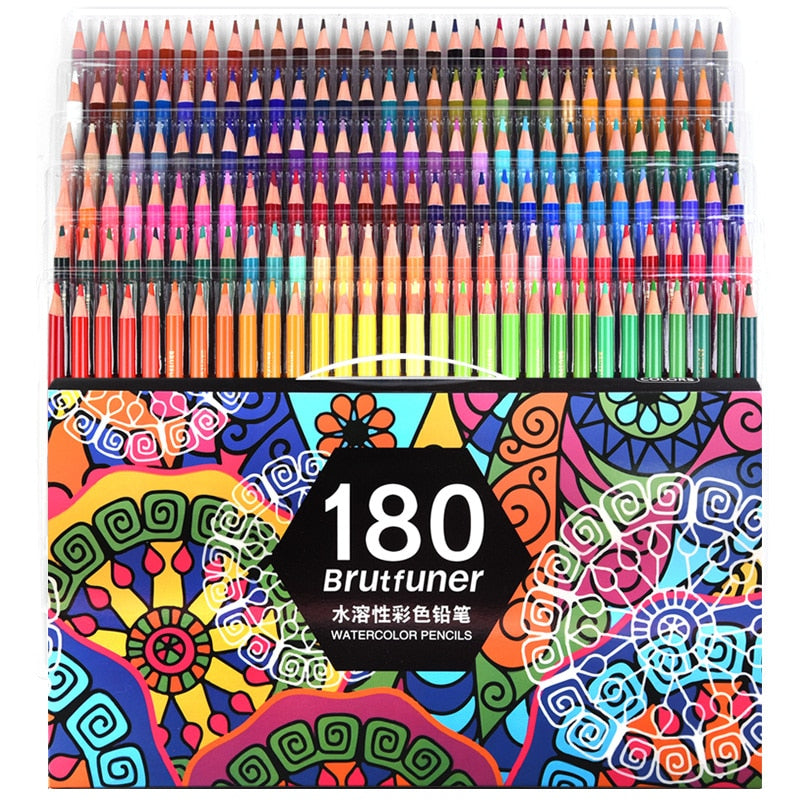 Multicolor 180 Colors Professional Watercolor Pencils Set, Artist Sketching, Wood, Soft Color