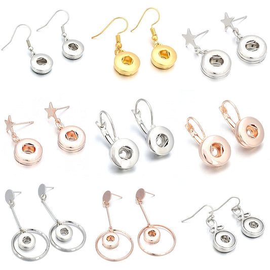 New Snap Jewelry Earring, Metal 12mm Snap Button Earrings, Eardrop Mini DIY 12mm