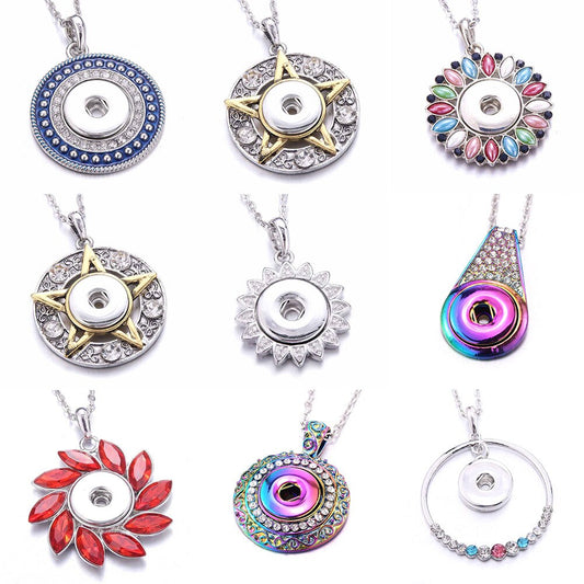 Women's 18mm Snap Necklaces, Snap Jewelry Necklace, Pendant, Fits All 18mm Snaps, Rhinestone, Crystal,  Jewelry Gift