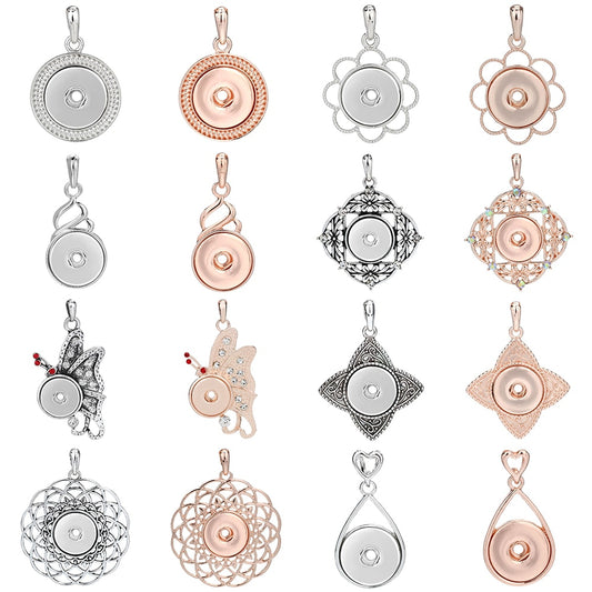 Snap Pendant Necklace. Rose Gold or Silver Colored Necklaces. Fit all 18mm Snap Buttons