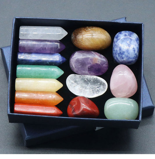 14PCS Natural Stone Set, 7 Chakra Reiki Healing Stones, Quartz, Mineral, Ornament, Healing Gemstones, Home Decoration, Craft Stones, Gifts